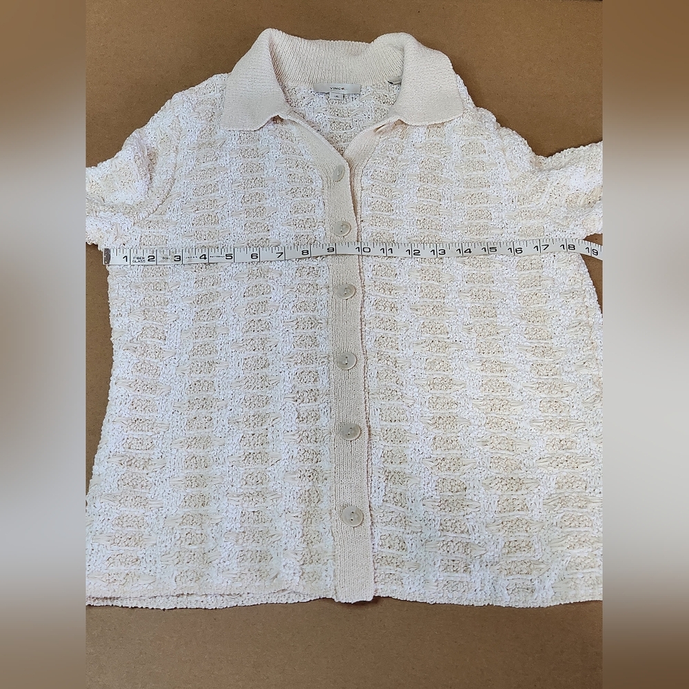 Vince Women's Geometric Cardigan Off White Sweater. Size Women’s Large - Picture 8 of 9